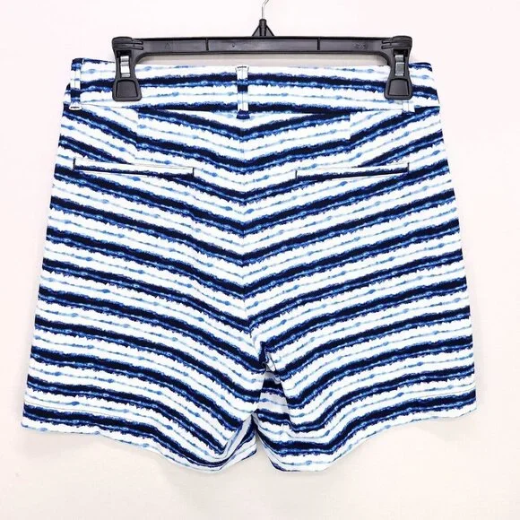 Spanx Sunshine 6” Shorts Pull On Stretch Womens Small Blue Stripe Athletic Swim - Picture 3 of 11